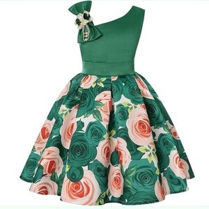 Off Shoulder Flower Girl Dress Toddler Party Floral Formal Dresses Size 3-4